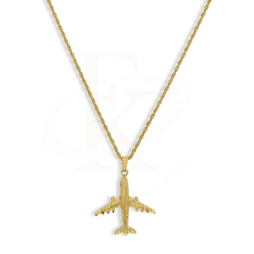 Trendy Silver Pendant Necklace For Day Wear-Gold Necklace (Chain With Airplane Pendant) 18KT - FKJNKL18K3112