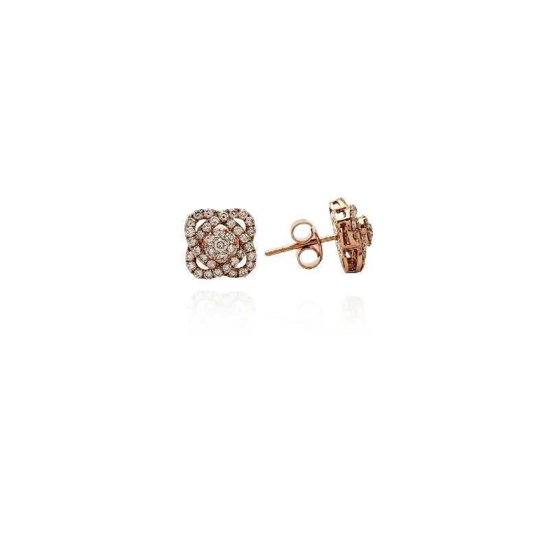 Luxury Drop Earrings With Gemstones-Diamond Swirl Earrings (14K)