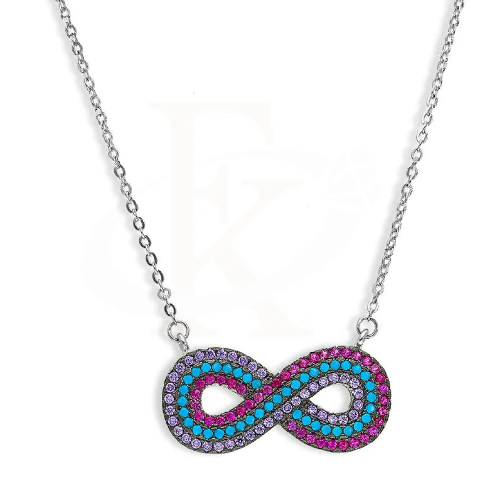 Classic Silver Necklace For Evening Wear-Sterling Silver 925 Infinity Necklace - FKJNKLSL2622