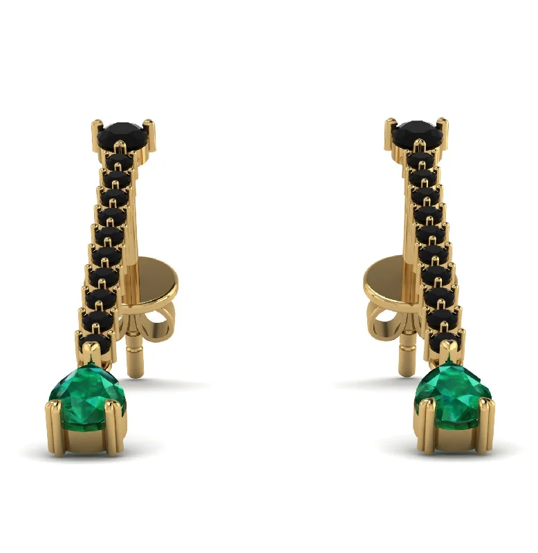 Elegant Gold Earrings For Day Wear-Hanging Oval Emerald Earrings - Tatiana No. 22