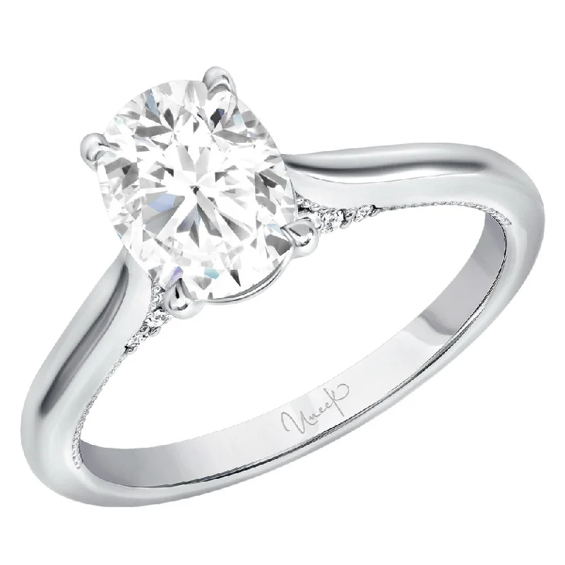 Classic Diamond Wedding Rings For Fashion Brides-Uneek Us Collection Solitaire Oval Shaped Engagement Ring