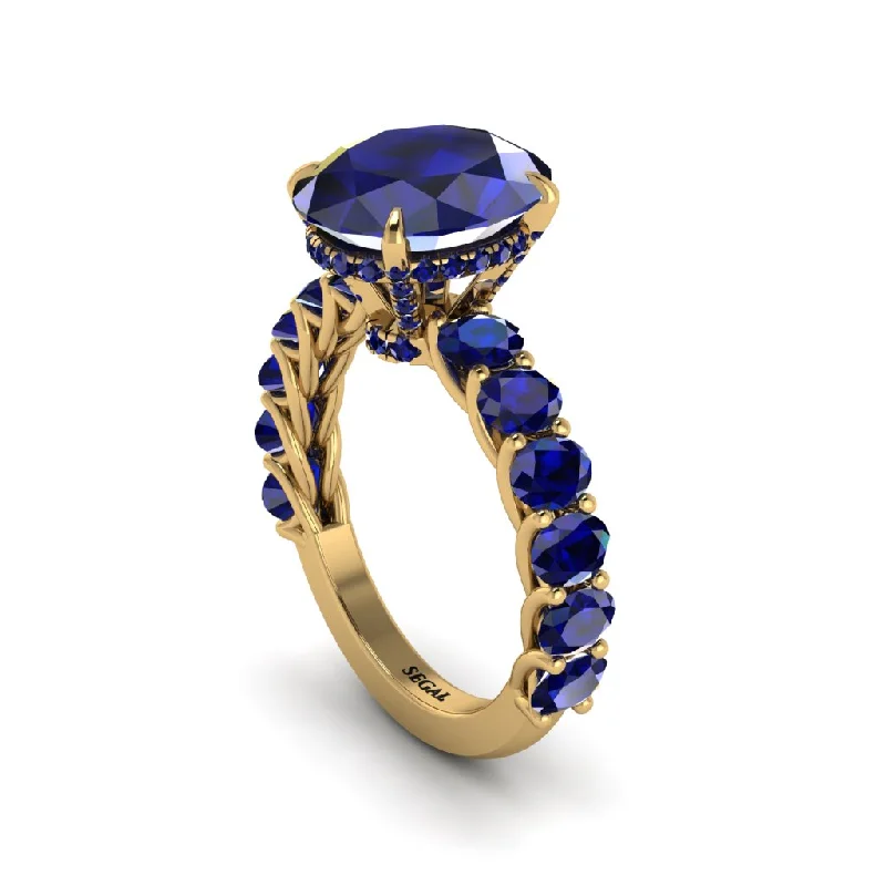 Classic Wedding Bands For Elegant Brides-4ct Oval Cut Sapphire Engagement Ring - Xena No. 73