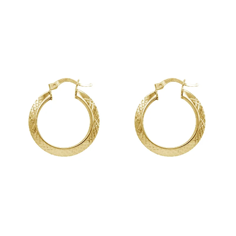 Trendy Pearl Earrings For Casual Outfits-Yellow Faceted-cuts Hoop Earrings (14K)