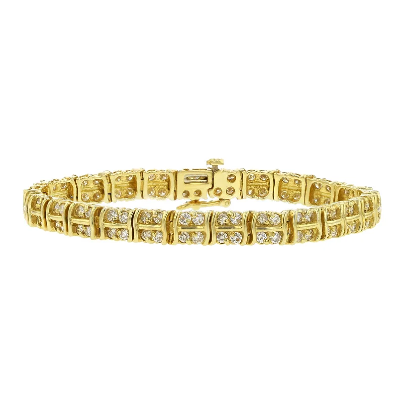 Men’s Silver Beaded Bracelets-7-Inch 14K Yellow Gold Brilliant Diamond Bracelet