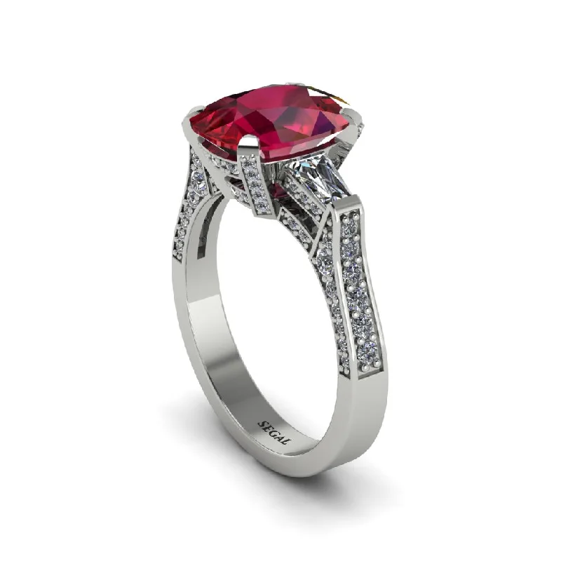 Personalized Gemstone Rings For Special Occasions-Exclusive Handmade Ruby Geometrical Engagement Ring - Yolanda No. 12