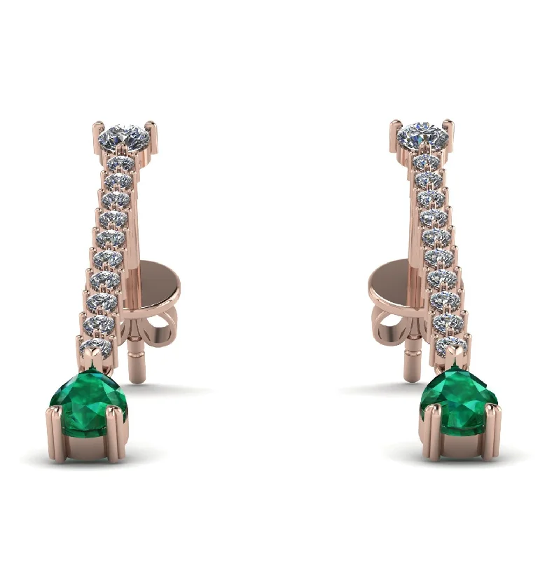 Elegant Long Earrings For Formal Events-Hanging Oval Emerald Earrings - Tatiana No. 17