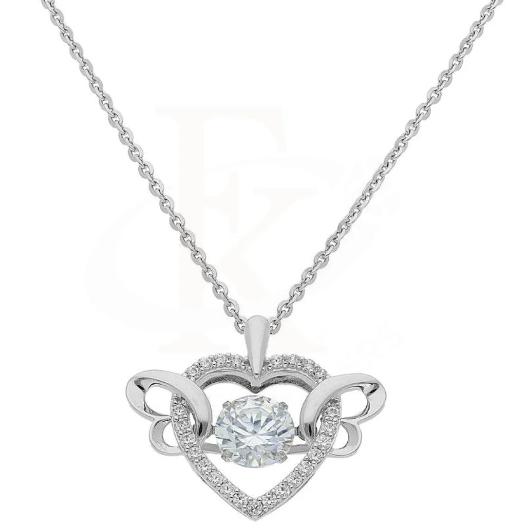 Custom Initials Necklace For Personalized Style-Dancing Stone Swarovksi Zirconia Heart Pendant Necklace in 18KT White Gold - FKJNKL1960