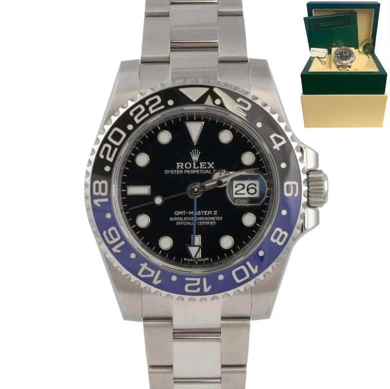 Women’s Watches With Interchangeable Straps-Rolex GMT Master II 116710 BLNR Steel Ceramic Batman Blue 40mm Watch BOX