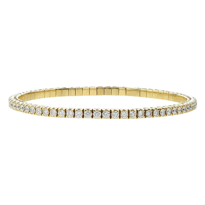 Silver And Crystal Bracelets For Fashion-3.20-carat Diamond 18K Gold Stretch Tennis Bracelet