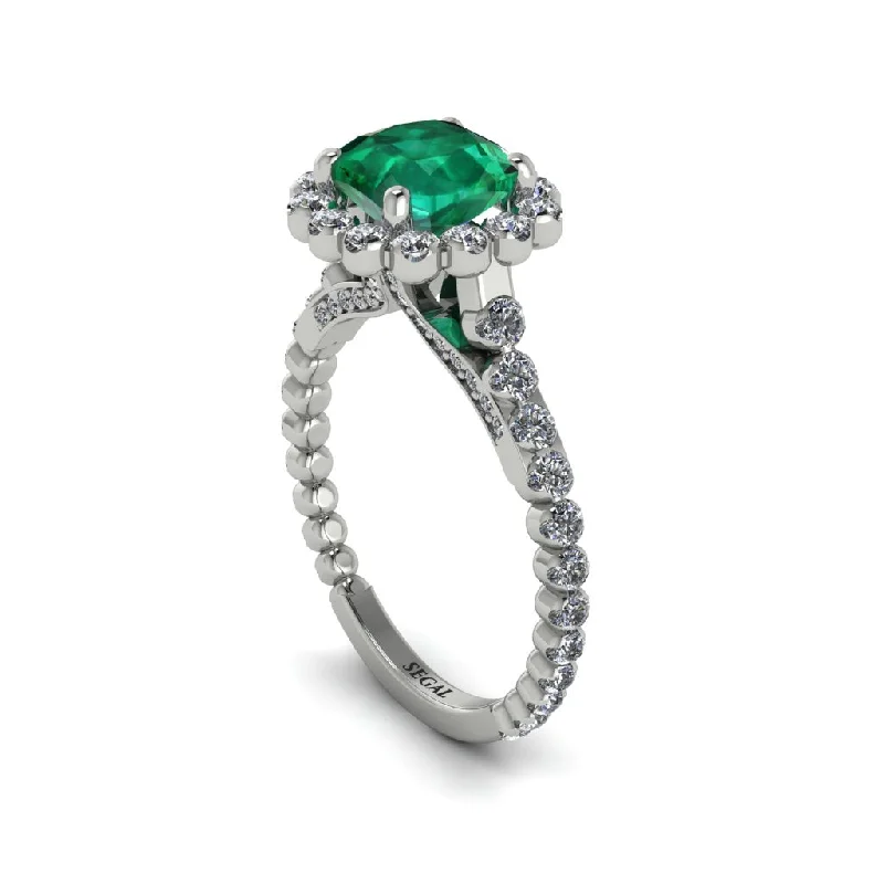 Trendy Titanium Rings For Wedding Day-Modern Emerald Cushion Cut Engagement Ring - Uma No. 6