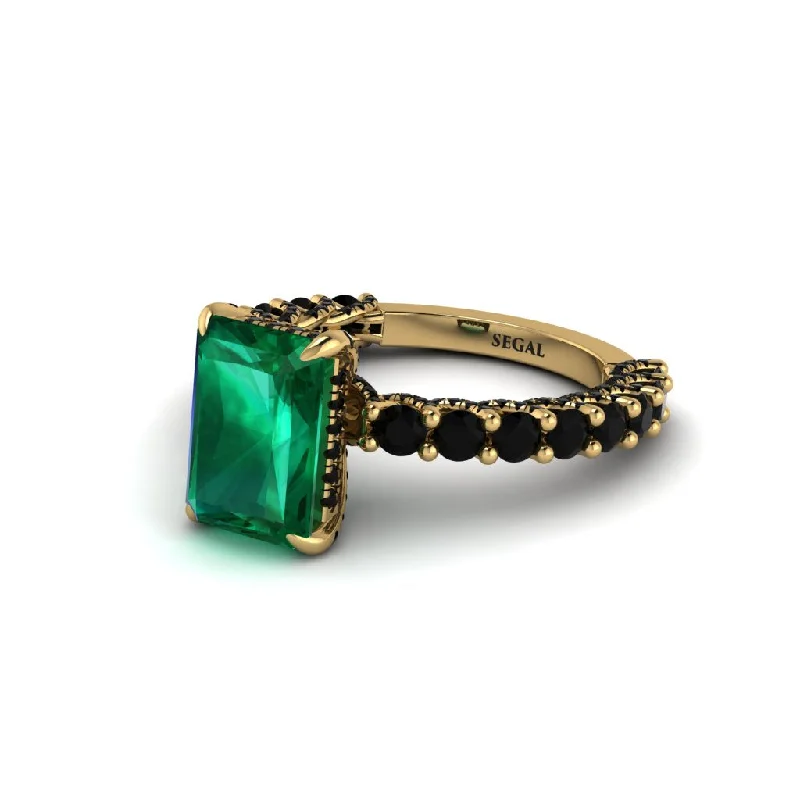 Custom Name Rings For Meaningful Gifts-Vintage Radiant Cut Emerald Engagement Ring - Renee No. 34