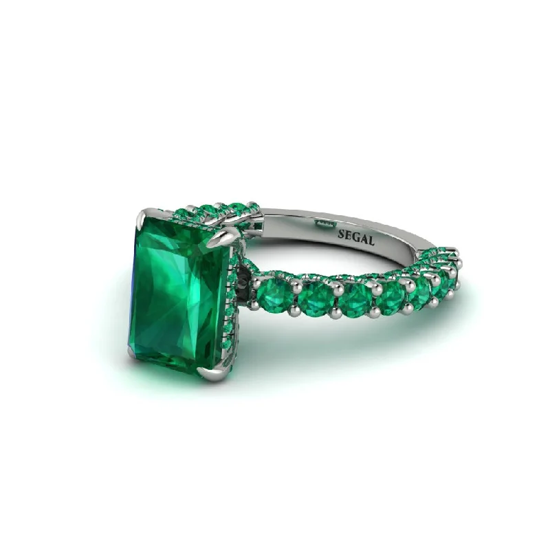 Elegant Diamond Rings For Wedding Day-Vintage Radiant Cut Emerald Engagement Ring - Renee No. 21