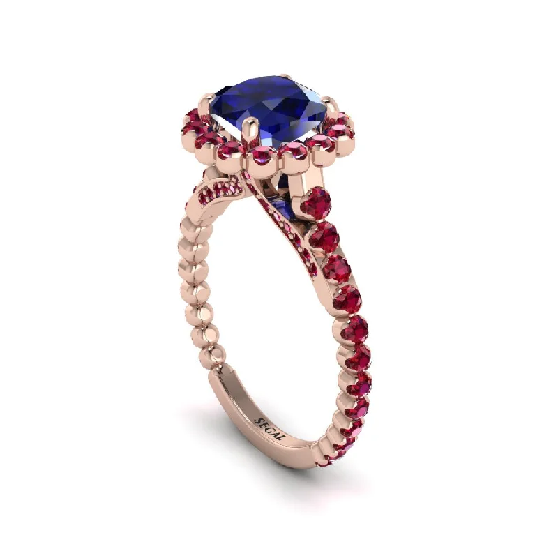 Custom Gold Rings For Engagement Day-Modern Sapphire Cushion Cut Engagement Ring - Uma No. 59