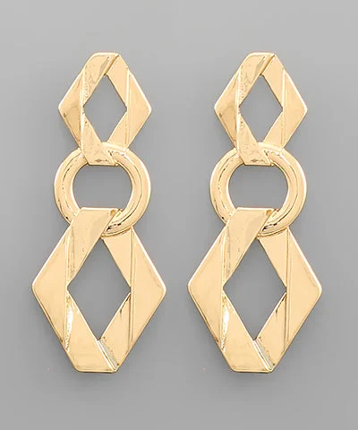 Handmade Earrings For Bridesmaids-Rhombus Chain Drop Earrings