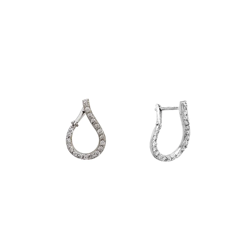 Vintage-Inspired Earrings With Pearls-Diamond Teardrop Leveled Flat Stud Earrings (14K)