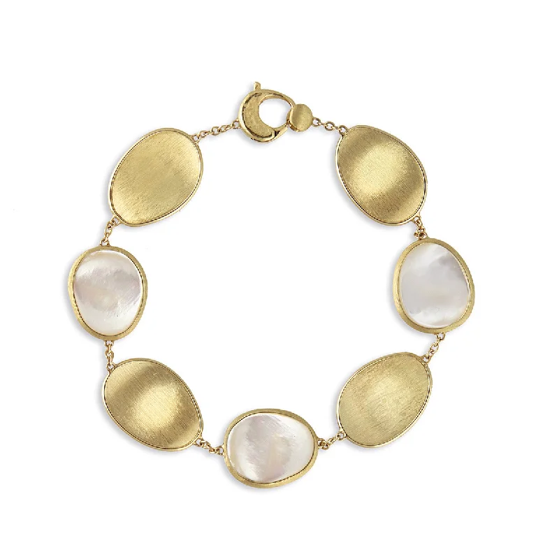 Custom Silver Bracelets For Kids-18K Yellow Gold White Mother of Pearl Bracelet