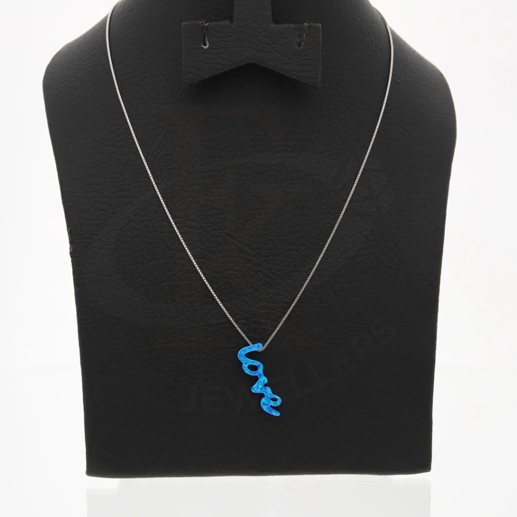 Simple Chain Necklace For Fashionable Look-Sterling Silver 925 Blue Opal Love Shaped Necklace - FKJNKLSL8066