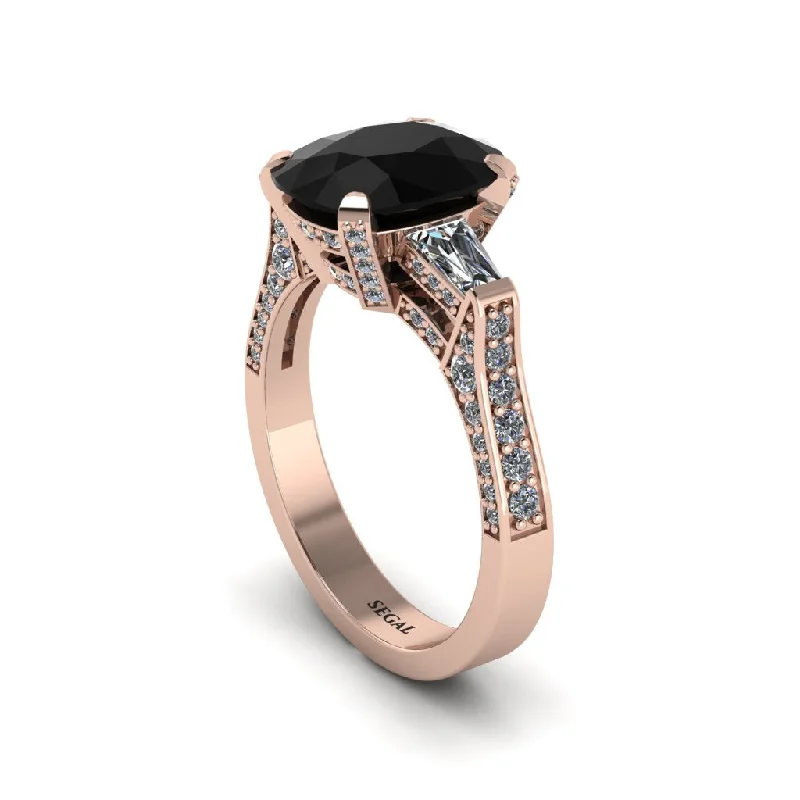 Trendy Stackable Rings For Fashion-Forward Brides-Exclusive Handmade Black Diamond Geometrical Engagement Ring - Yolanda No. 8