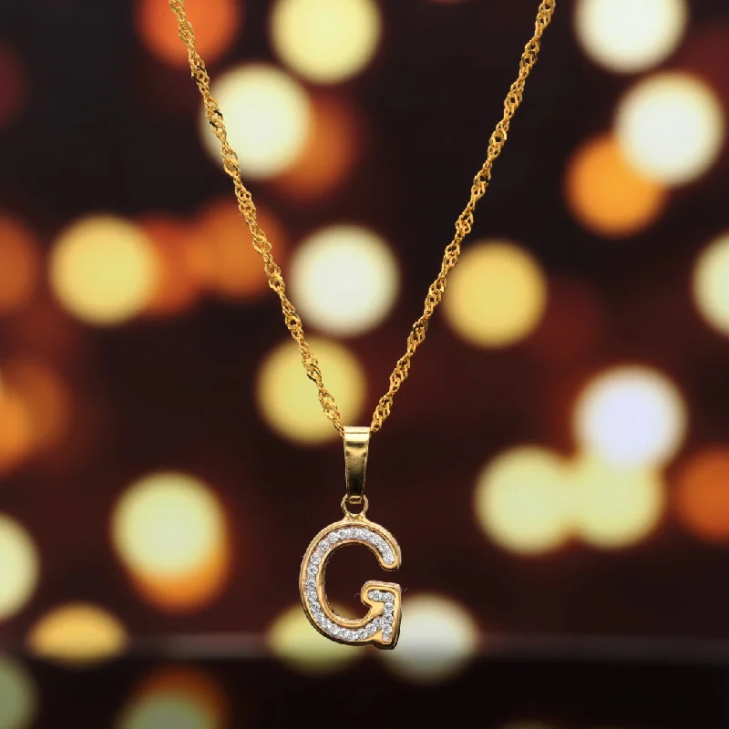 Simple Pendant Necklace For Daily Wear-Gold Necklace (Chain with G Shaped Alphabet Letter Pendant) 18KT - FKJNKL18K9423