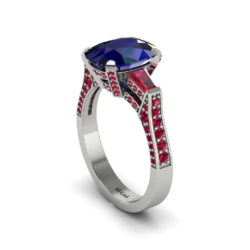 Classic Gold Wedding Rings For Timeless Style-Exclusive Handmade Sapphire Geometrical Engagement Ring - Yolanda No. 60