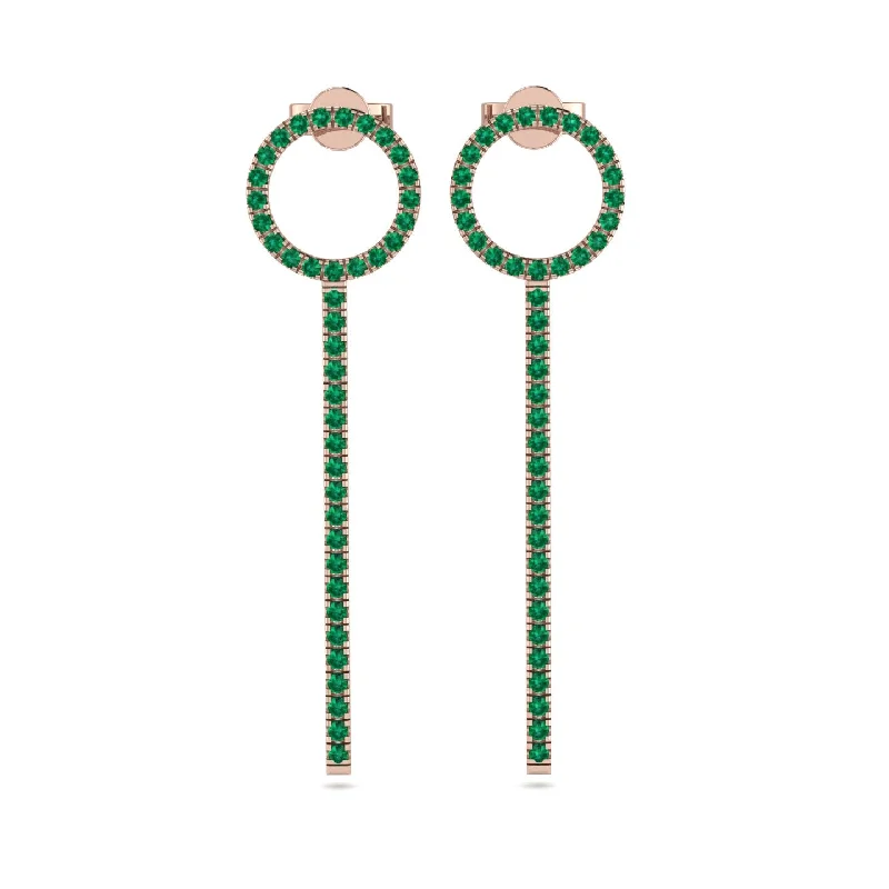 Custom Beaded Earrings For Weddings-Hanging Circle Emerald Earrings - Lilah No. 5