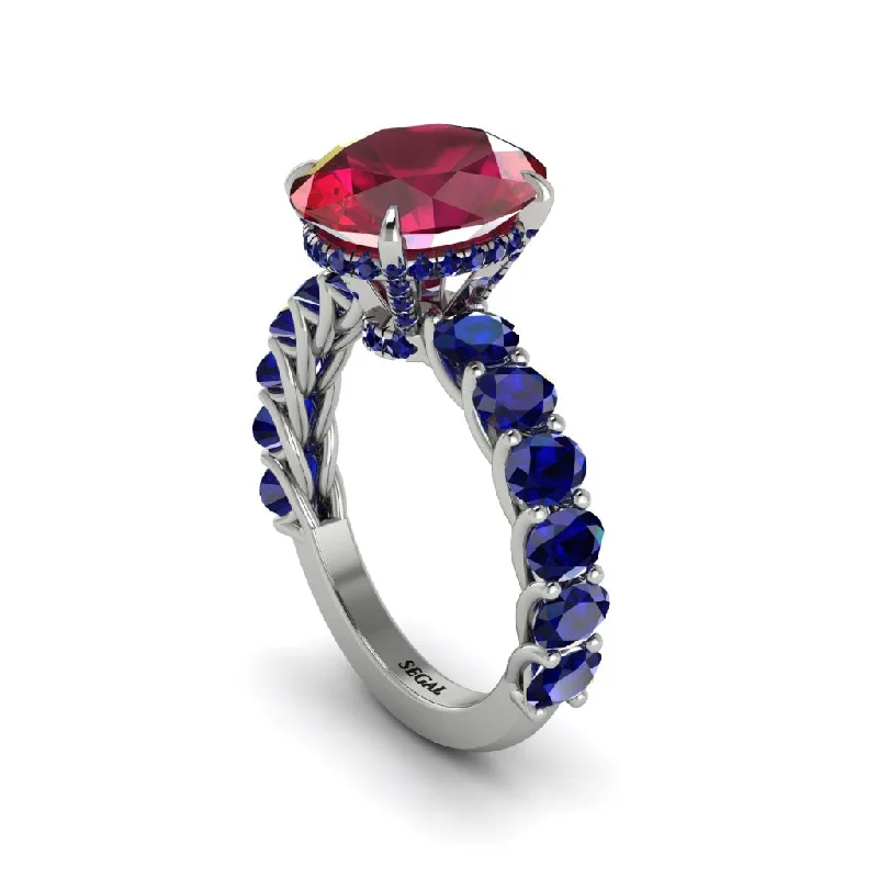 Unique Gemstone Engagement Rings For Bridesmaids-4ct Oval Cut Ruby Engagement Ring - Xena No. 72