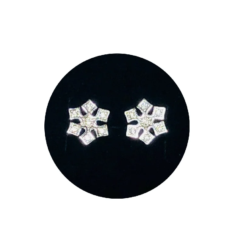 Elegant Drop Earrings For Formal Wear-White Gold Snowflake CZ Earring (14K)