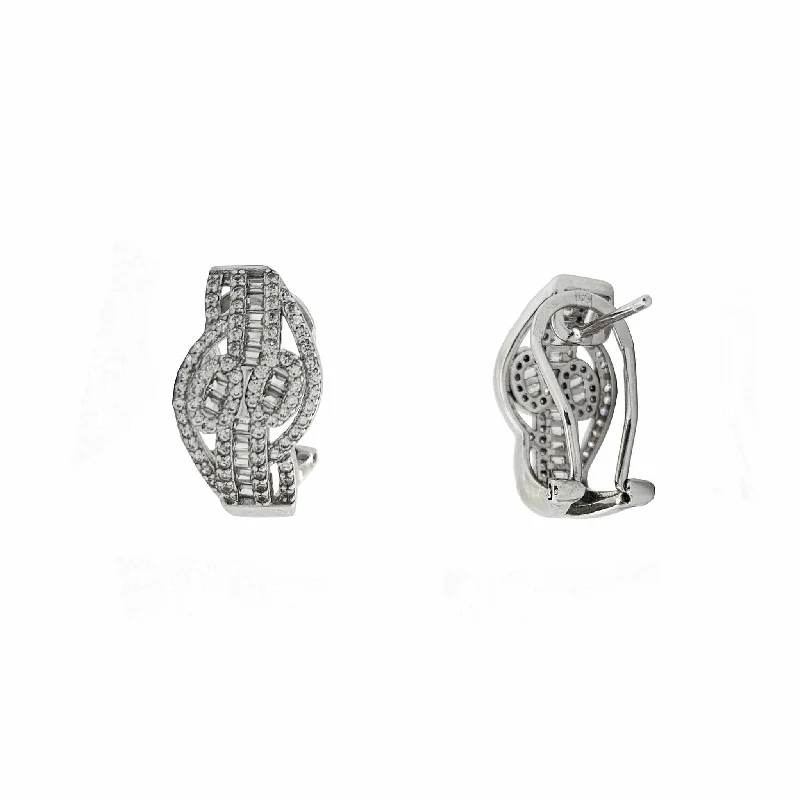 Elegant Gold Earrings For Special Occasions-Eye Style CZ Earrings (Silver).