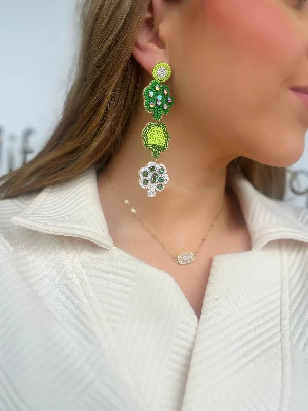 Custom Earrings With Your Initials-3 Tier Clover Earring