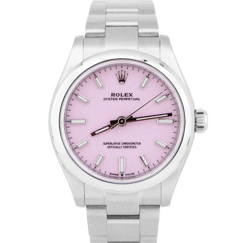 Luxury Watches With Unique Designs-MINT PAPERS Rolex Oyster Perpetual CANDY PINK 31mm Steel Watch Oyster 277200 BOX