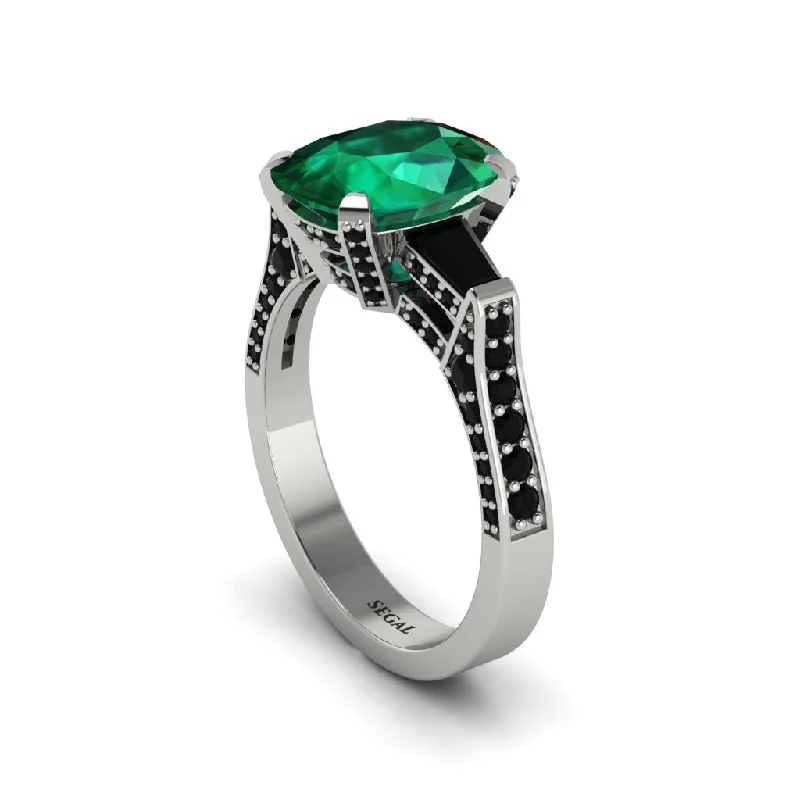 Elegant Custom Wedding Bands For Grooms-Exclusive Handmade Emerald Geometrical Engagement Ring - Yolanda No. 36