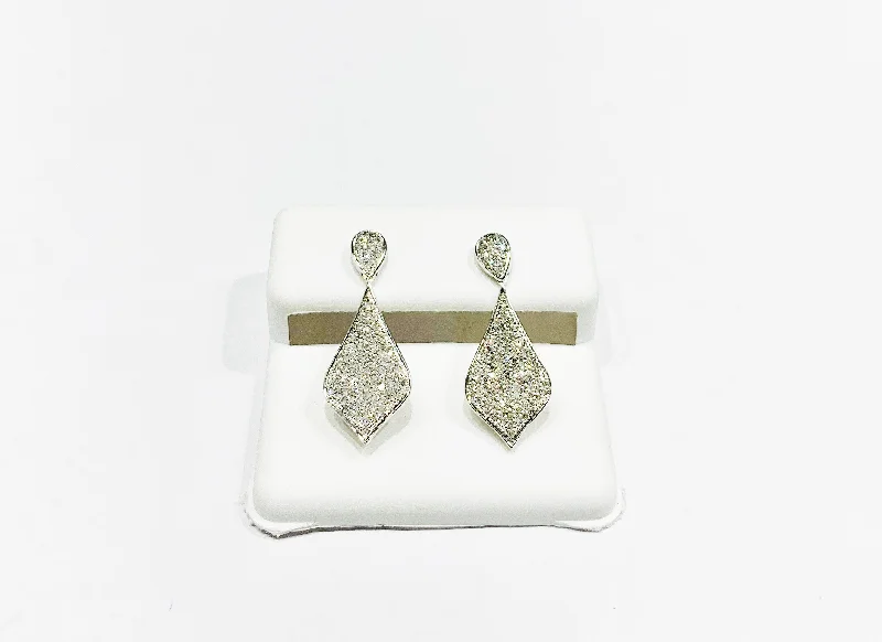 Vintage Pearl Earrings For Weddings-Diamond Drop Earrings (14K).