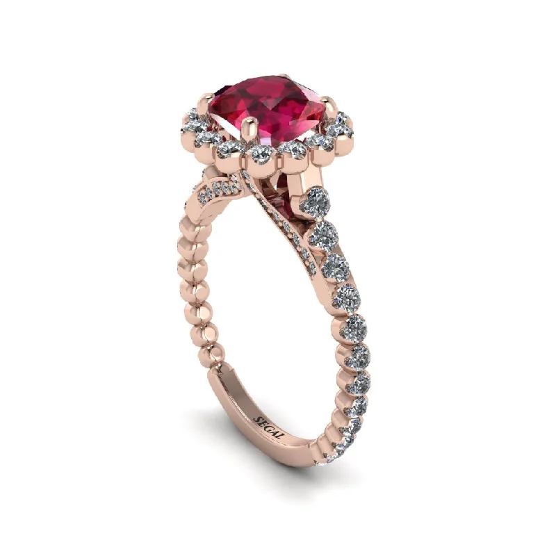 Elegant Wedding Bands For Simple Brides-Modern Ruby Cushion Cut Engagement Ring - Uma No. 11