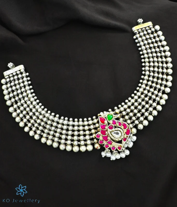 Elegant Chain Necklace For Special Events-The Twisha Silver Peacock Necklace