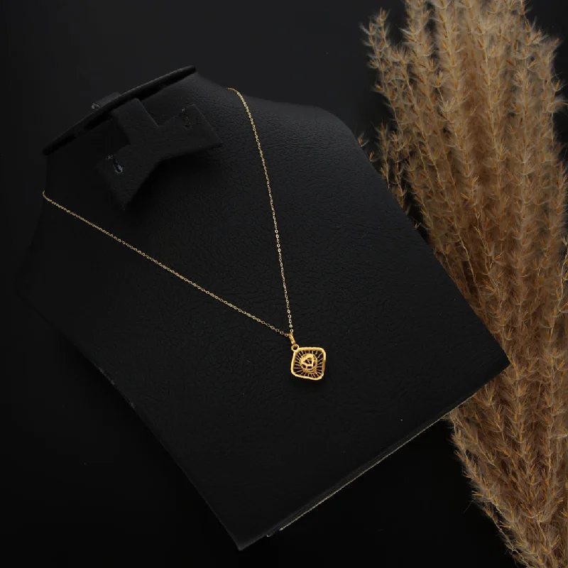 Unique Beaded Necklace For Custom Style-Gold Necklace (Chain With Rectangle Shaped Pendant) 21KT - FKJNKL21KM9810