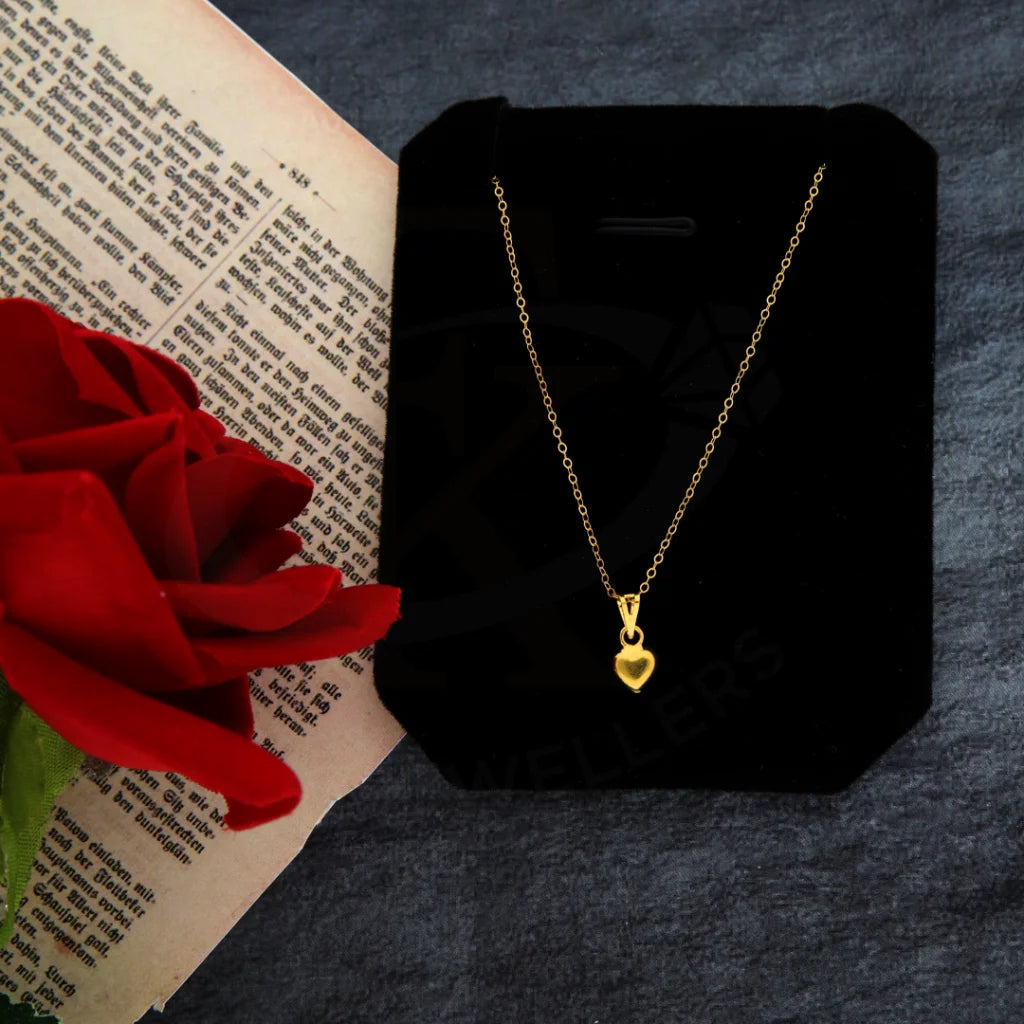 Trendy Layered Necklace For Evening Events-Gold Necklace (Chain with Heart Shaped Pendant) 21KT - FKJNKL21KM8406