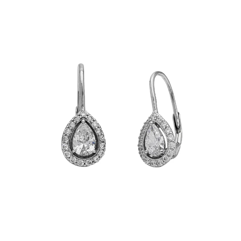 Personalized Earrings For Personalized Style-Zirconia Teardrop Huggie Earrings (Silver)