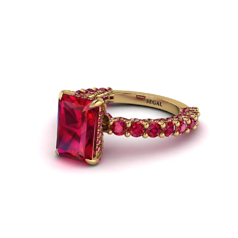 Classic Engagement Rings For Timeless Beauty-Vintage Radiant Cut Ruby Engagement Ring - Renee No. 55