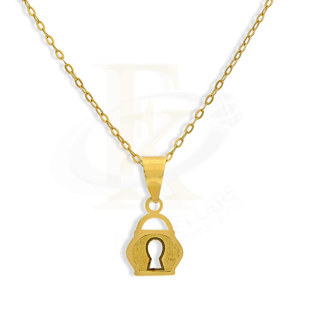 Sparkling Crystal Necklace For Weddings-Gold Necklace (Chain with Lock Pendant) 18KT - FKJNKL18K2302