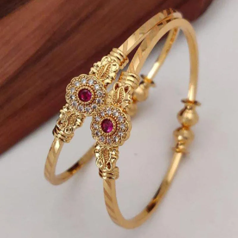 Trendy Gold Bangles For Bridesmaids Jewelry-H K Fashion Gold Plated Austrian Openable Kada