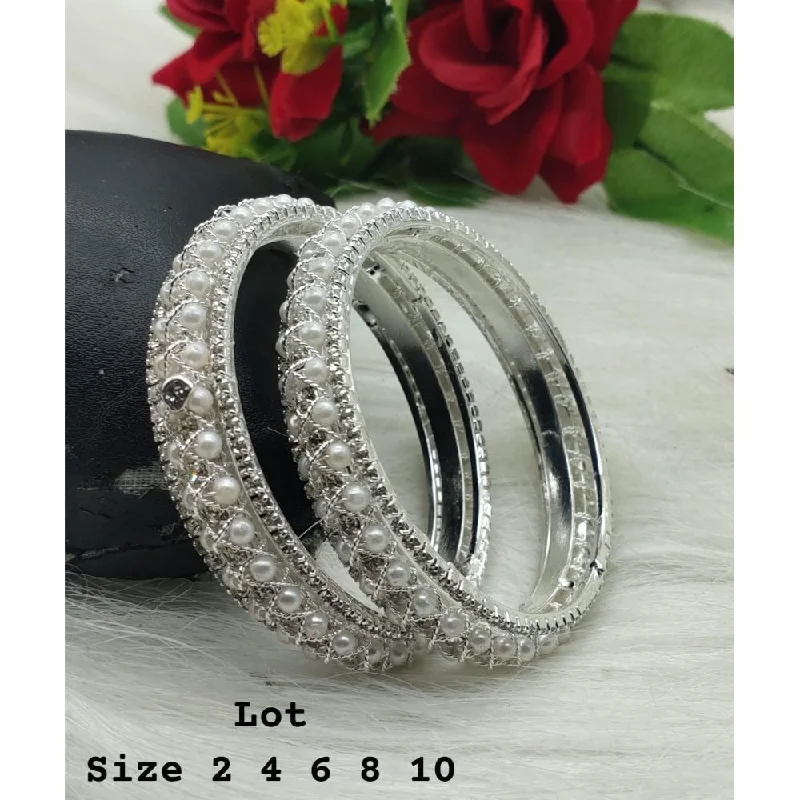 Classic Gemstone Wedding Bangles For Special Moments-Akruti Collection Silver Plated Bangles Set