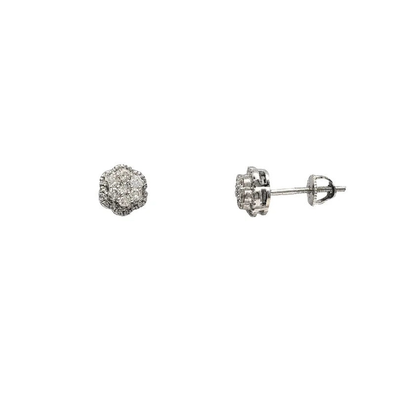 Large Hoop Earrings For Special Occasions-Diamond Pave Honeycomb Stud Earrings (14K)