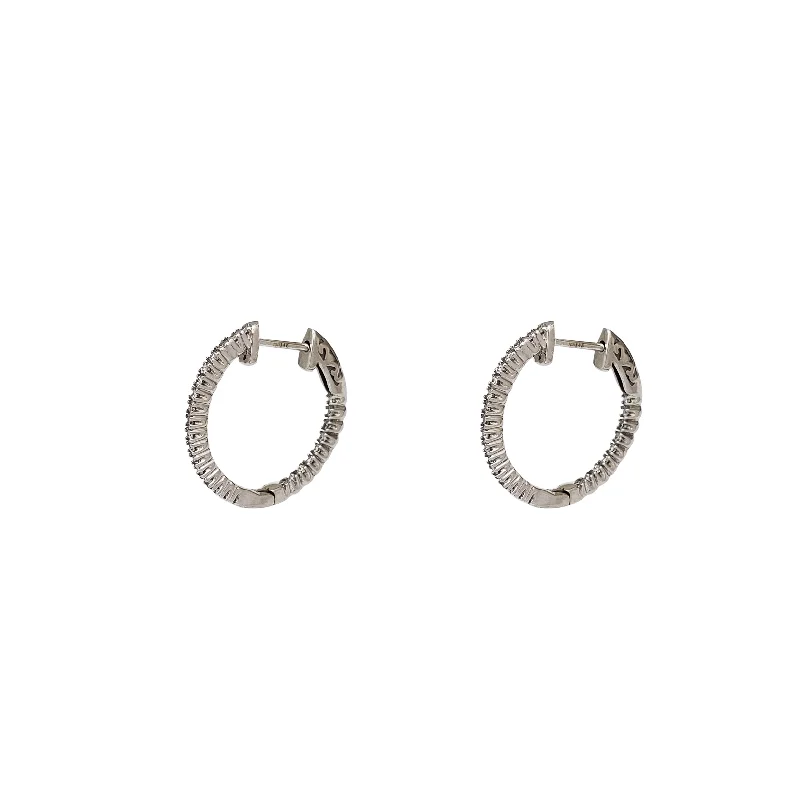 Vintage Gold Earrings For Weddings-Diamond Inside-Out Hoops Earrings (14K)