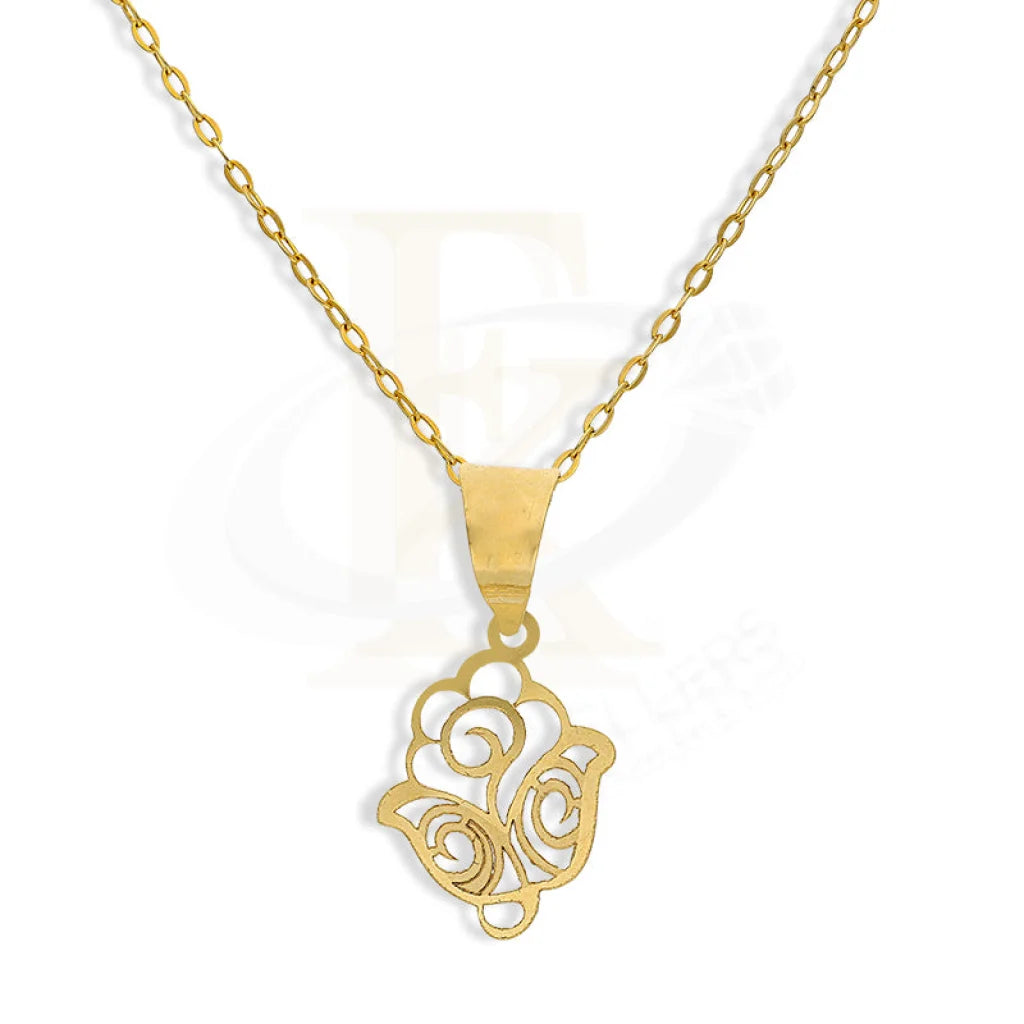 Elegant Crystal Necklace For Evening Wear-Gold Necklace (Chain with Flower Pendant) 18KT - FKJNKL18K2306