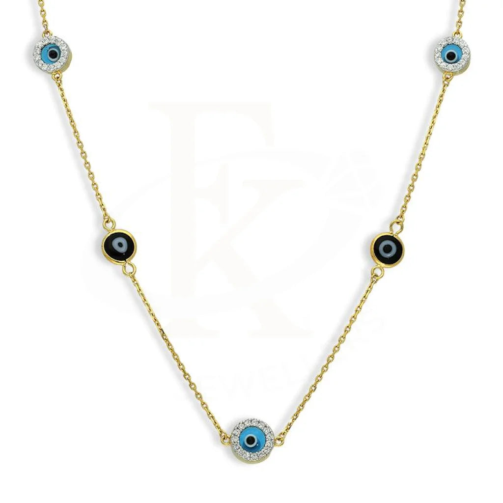 Trendy Pendant Necklace For Evening Wear-Sterling Silver 925 Gold Plated Evil Eye Necklace - FKJNKLSL2650