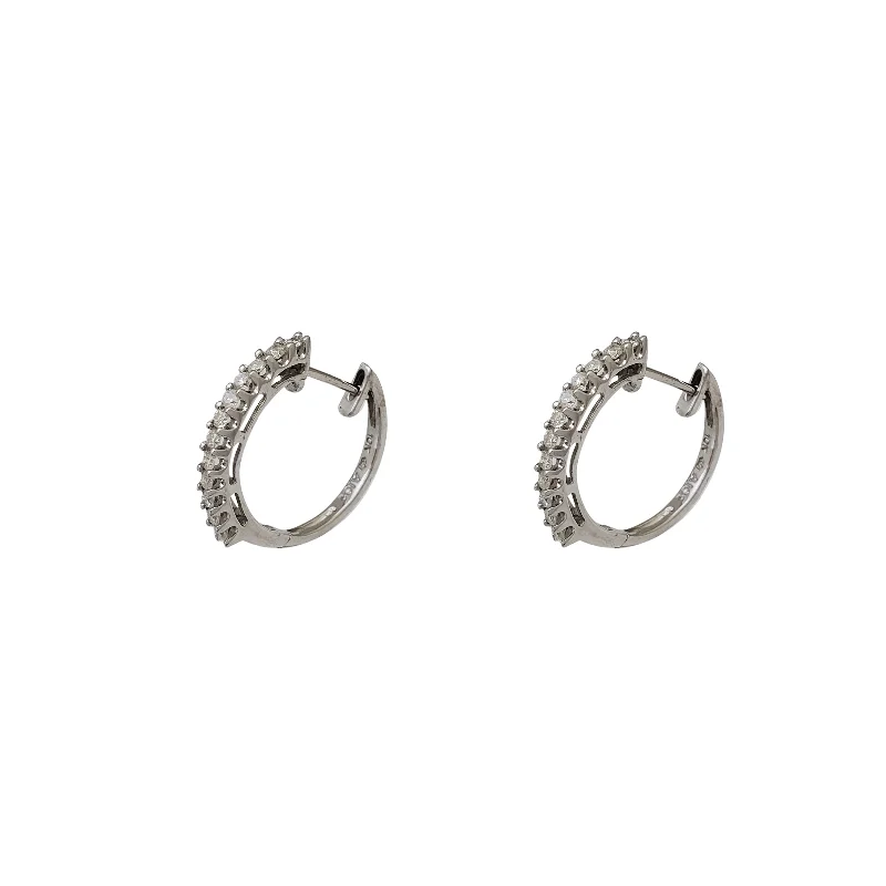 Silver Earrings With Opal Stones For Unique Style-Diamond Hoop Earrings (10K)