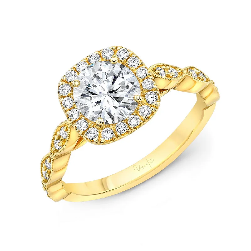 Elegant Wedding Rings For Fashion-Forward Brides-Uneek Us Collection Halo Round Engagement Ring