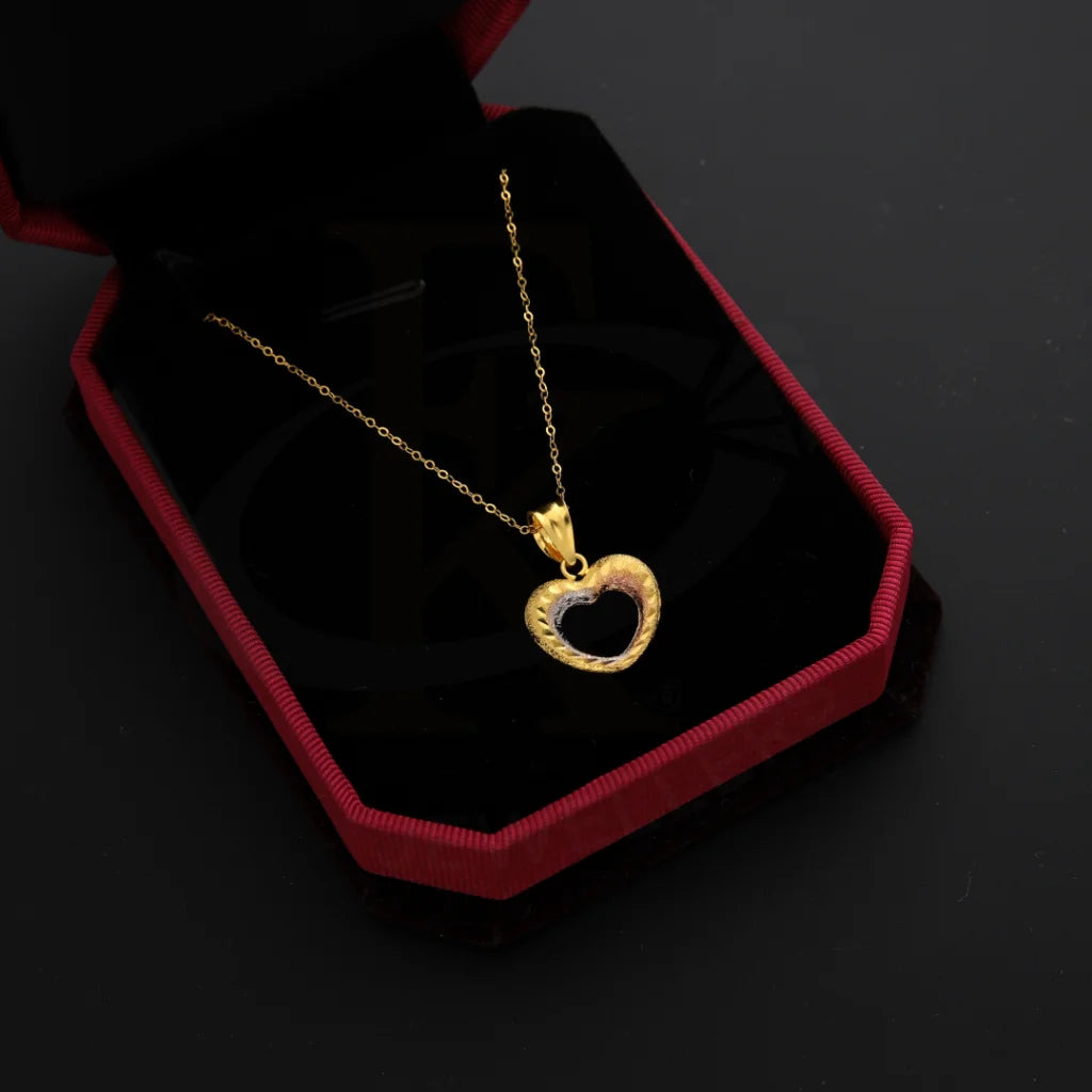 Elegant Long Necklace For Fashionistas-Gold Necklace (Chain with Hollow Heart Pendant) 21KT - FKJNKL21KM8680