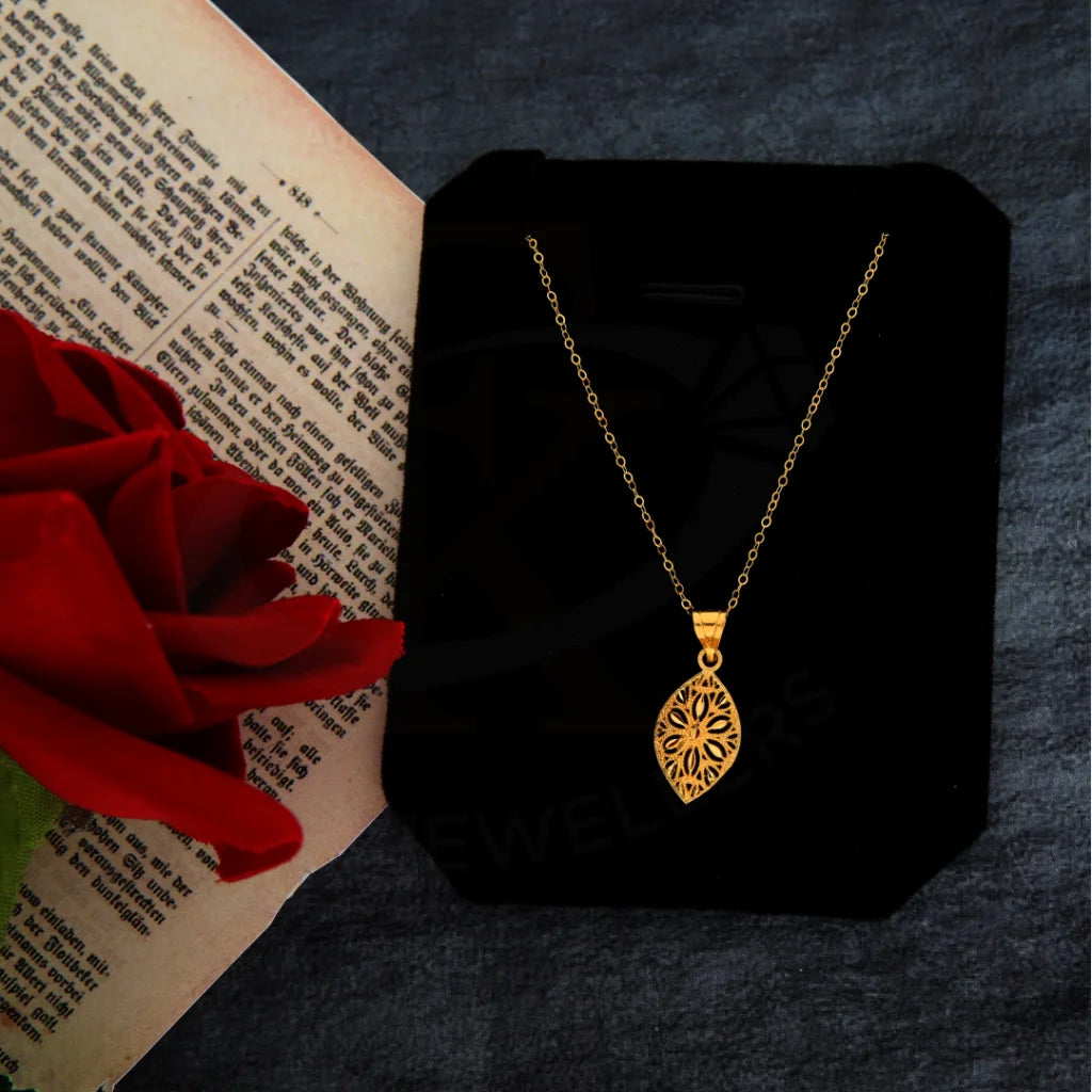 Colorful Crystal Necklace For Casual Wear-Gold Necklace (Chain with Marquise Shaped Pendant) 21KT - FKJNKL21KM8401