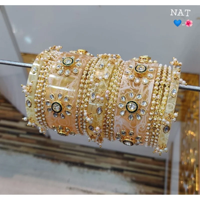 Elegant Wedding Bangles With Custom Birthstones-Akruti Collection Gold Plated  Acrylic Bangles